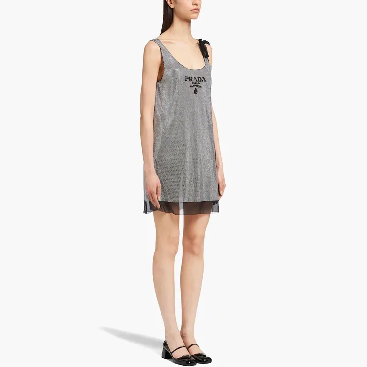 PRADA SS22 Sleeveless Dress Women's Gray-3