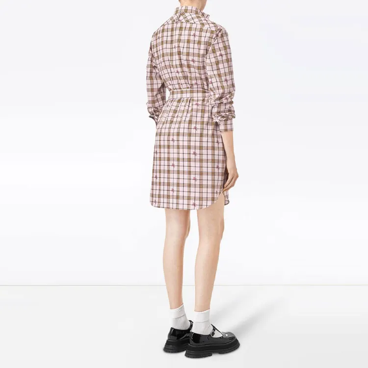 Burberry Long-Sleeved Dresses Women's Pink-3