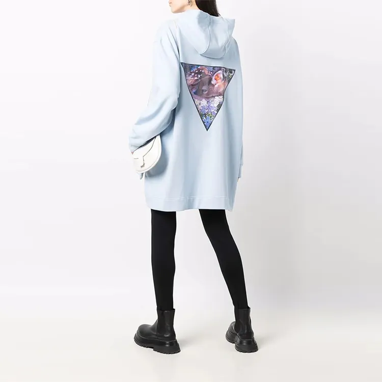 Burberry Aurore Deer Print Oversized Hoodie 'Pale Blue'-3