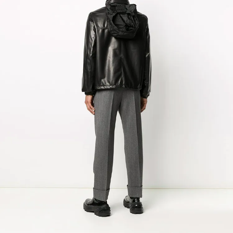 PRADA Leather Jackets Men Black-4