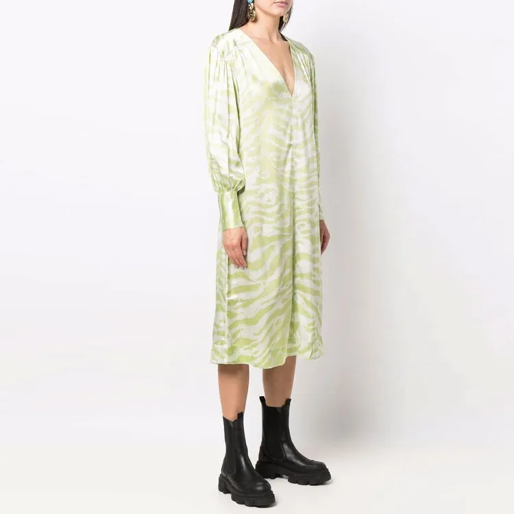 GANNI Long-Sleeved Dresses Women's Green-3