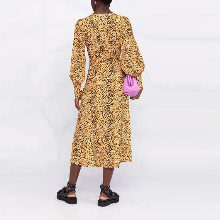 GANNI Long-Sleeved Dresses Women's Orange-2