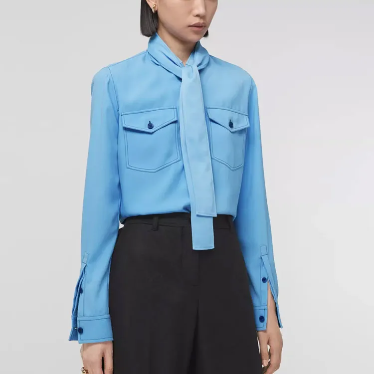 Burberry FW21 Shirt Women's Soft Cornflower Blue-3