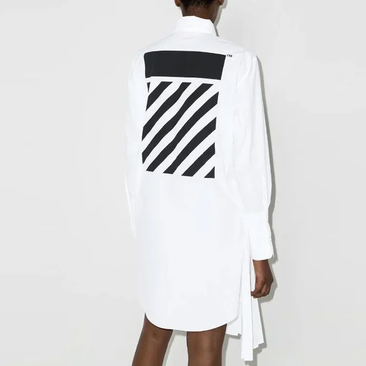 OFF WHITE Asymmetric Pleated Shirt Dress-3