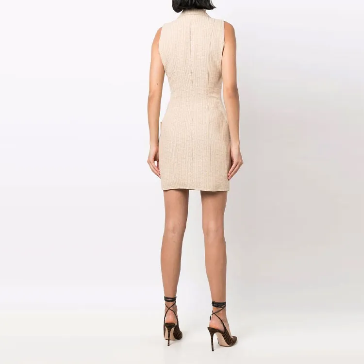BALMAIN Sleeveless Dress Women's Beige-2