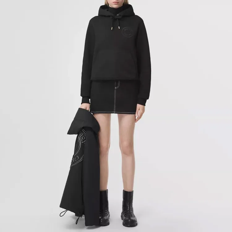 Burberry Logo Embroidered Hoodie Black-2
