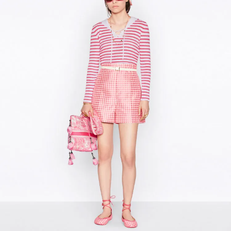 DIOR SS22 Slim Fit Knitwear Women's Pink White Multicolor-2