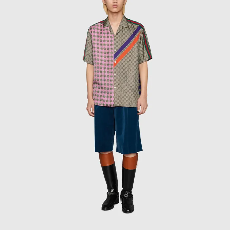 GUCCI Gg Print Geometric Bowling Shirt-2