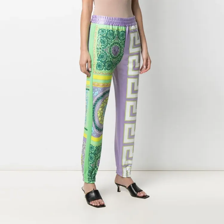 VERSACE Barocco Mosaic Print Sweatpants 'Lilac/Green Water'-3