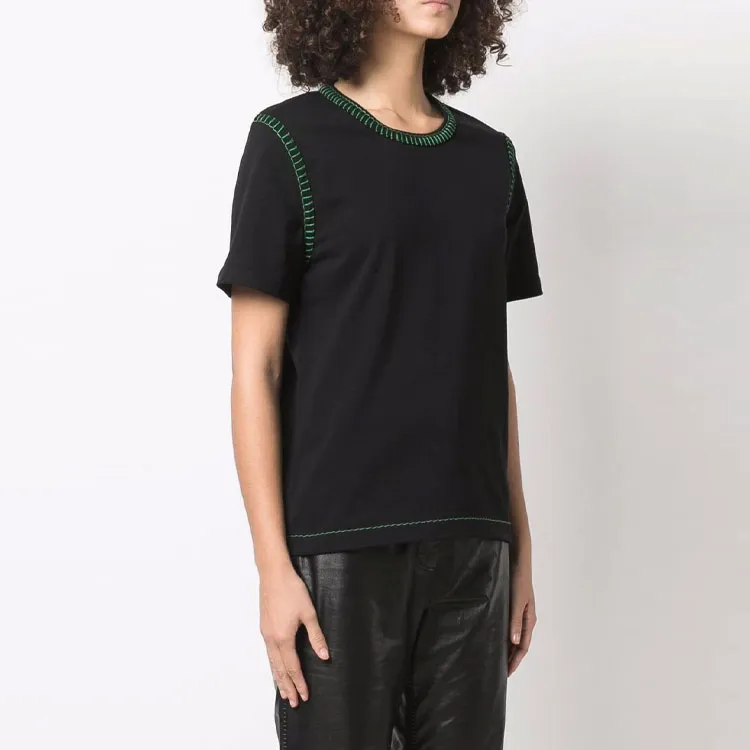 Bottega Veneta Stitch Detailed Crewneck T Shirt Black-3