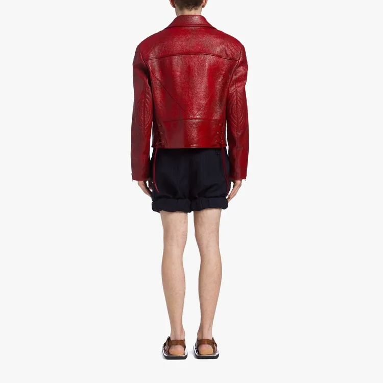 PRADA Leather Jackets Men Red-2