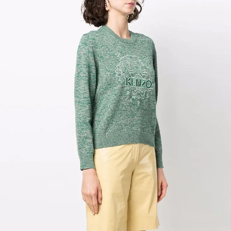 KENZO Classic Tiger Head Sweaters Women's Green-3