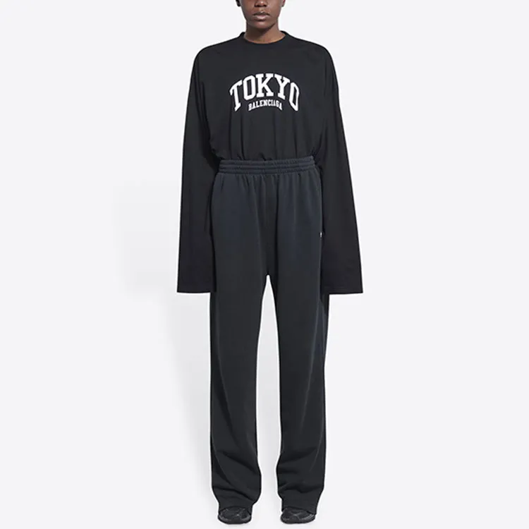 Balenciaga Knitted Sports Pants Loose Fit Style Women's Black-3