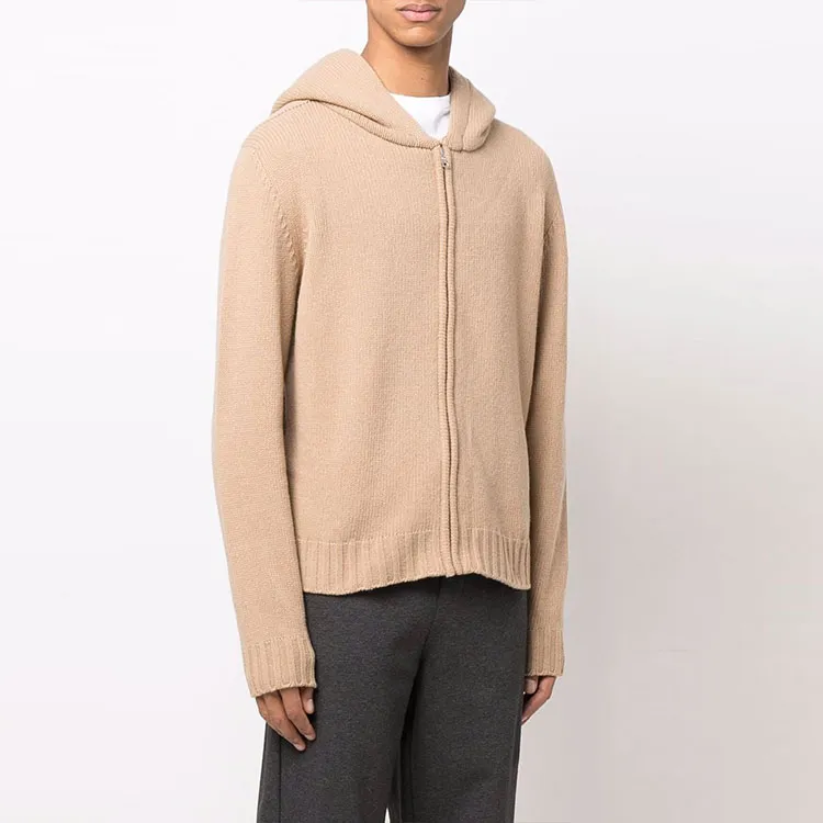 PALM ANGELS Curved Logo Zip-up Knitted Hoodie-1