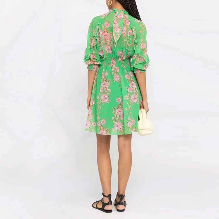 PINKO Short Sleeved Dresses Women's Green-2