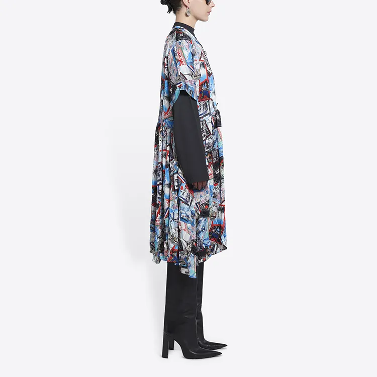 Balenciaga Long-Sleeved Dresses Women's Gray-4