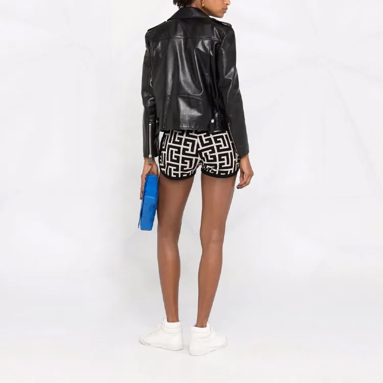 BALMAIN Maxi Monogram Knitted Shorts 'Ivoire/Noir'-2