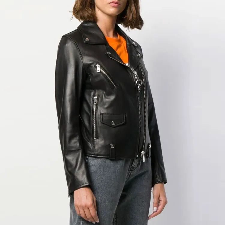 DIESEL Leather Jackets Women's Black-2