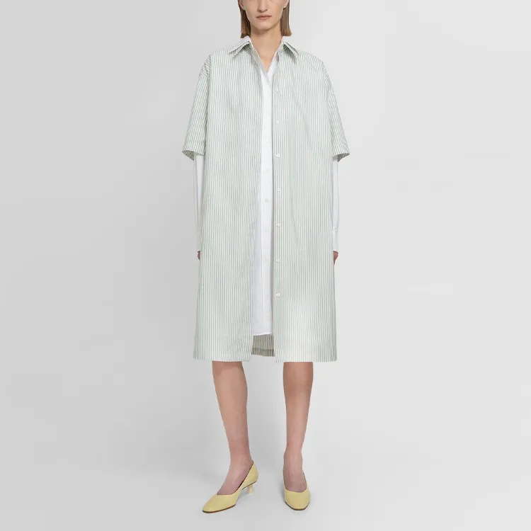MM6 Maison Margiela Long Sleeved Dresses Women's Gray Green-2