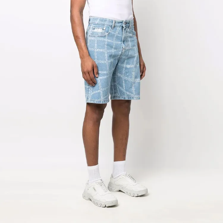 GCDS Denim Shorts Men Light Blue-2