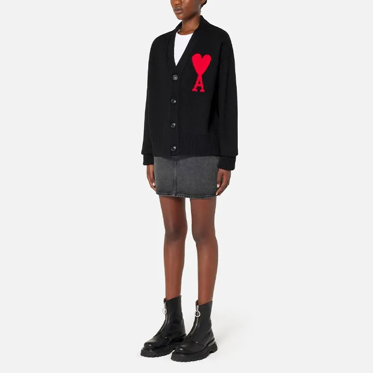 Ami Paris Intarsia logo Wool Cardigan-1