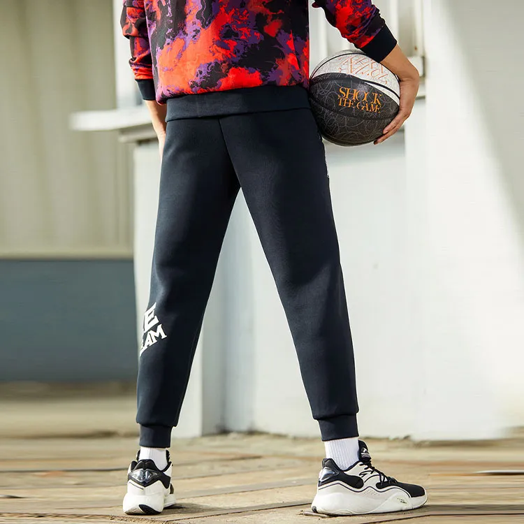 Anta Basketball Collection Knitted Sports Pants Men's Black-3