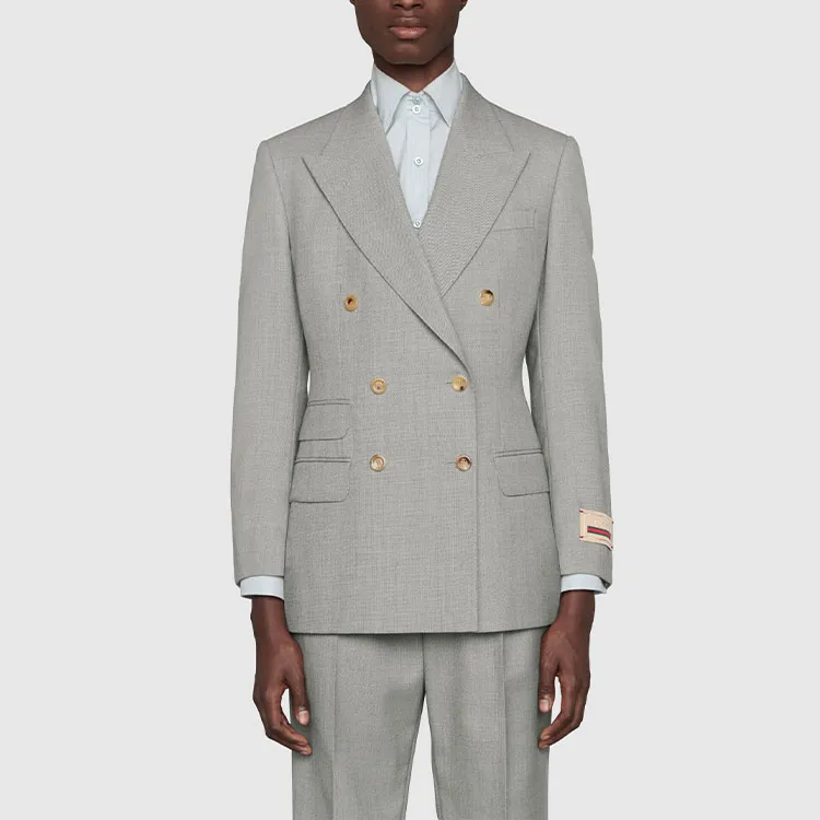 GUCCI Logo Patch Double Breasted Blazer-2