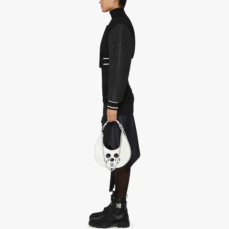 Givenchy Cropped Varsity With Leather Sleeves 'Black/White'-2