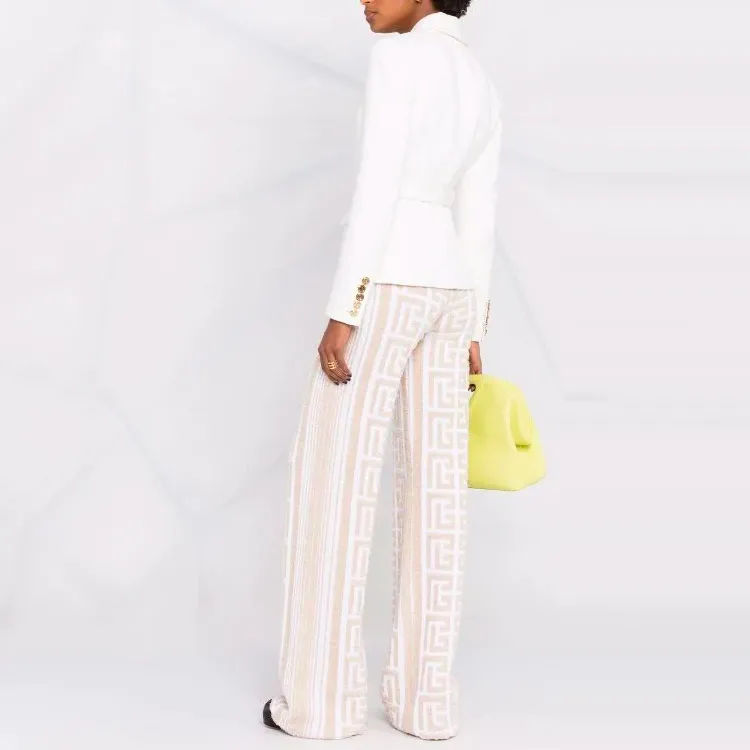 BALMAIN Knitted Sweatpants Women's Beige-3