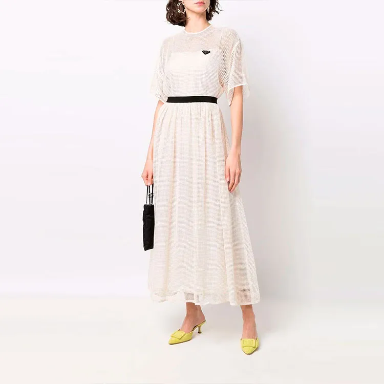 PRADA Short Sleeved Dress Women's White-1