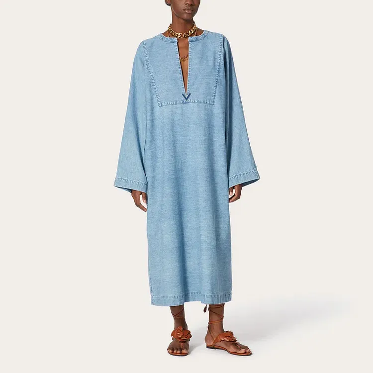 Valentino Long-Sleeved Dresses Women's Blue-2