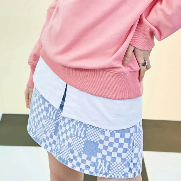 MLB New York Yankees Denim Short Skirts Women's Light Blue-4
