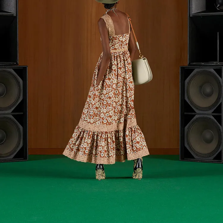 GUCCI Floral print Tiered Dress-2