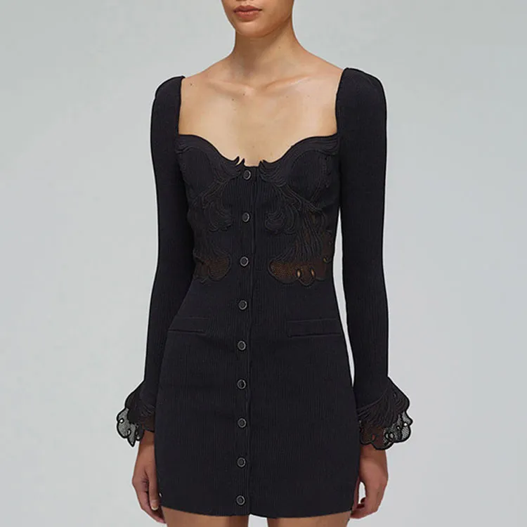 Self portrait SS22 Long Sleeved Dresses Women's Black-3
