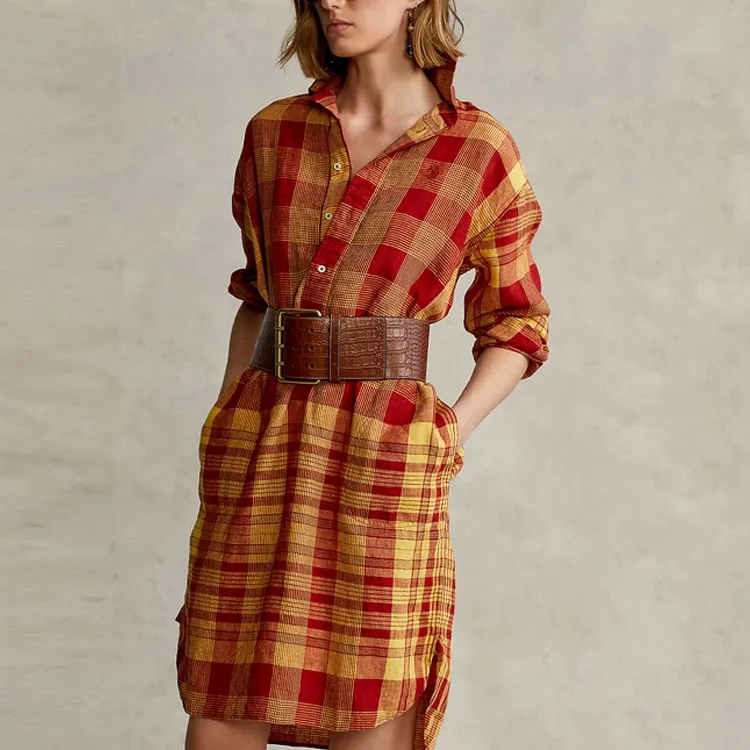 Polo Ralph Lauren SS22 Long Sleeved Dress Women's Red-3