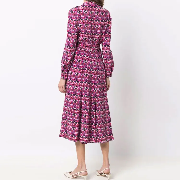 Valentino Long Sleeved Dress Women's Purple-3