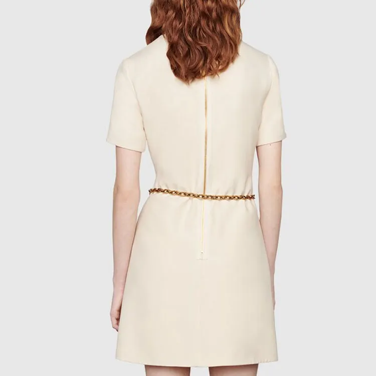 GUCCI SS22 Short Sleeved Dresses Women's Ivory White-4