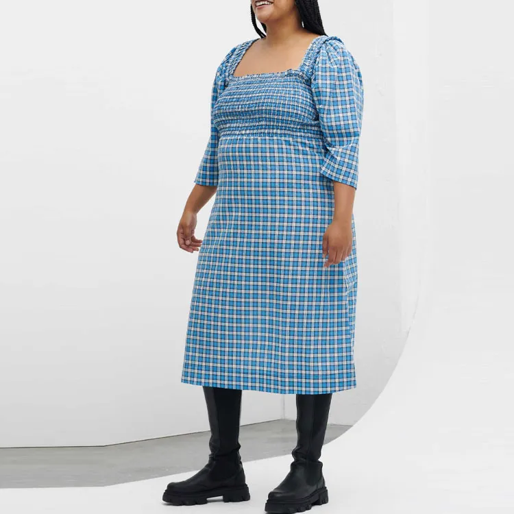 GANNI Long Sleeved Dresses Women's Blue-4