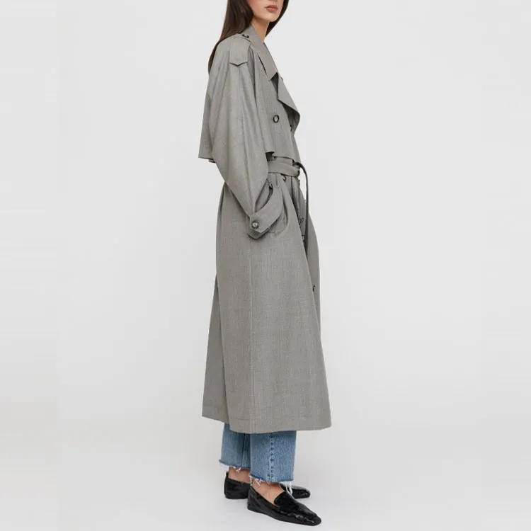 TOTEME Trench Coats Women's Light Heather Gray-4