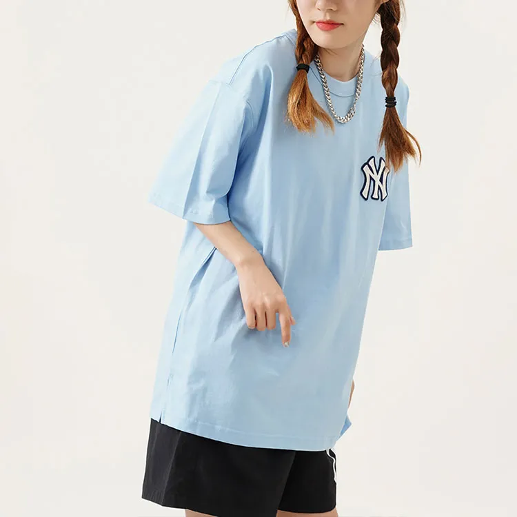 MLB Old Flower T Shirts Unisex Blue-6