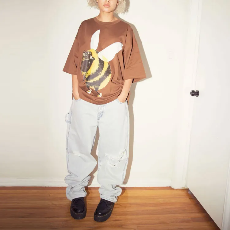 Drew House Smiley Collection T Shirts Unisex Brown-3