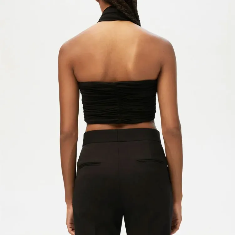 AMBUSH Twist Halterneck Ruched Cropped Top-3