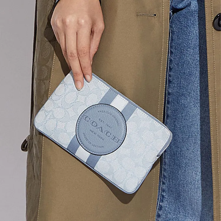 COACH Fabric Wrist Bag Tubas Women's Mist Blue Color Morandi Color-4