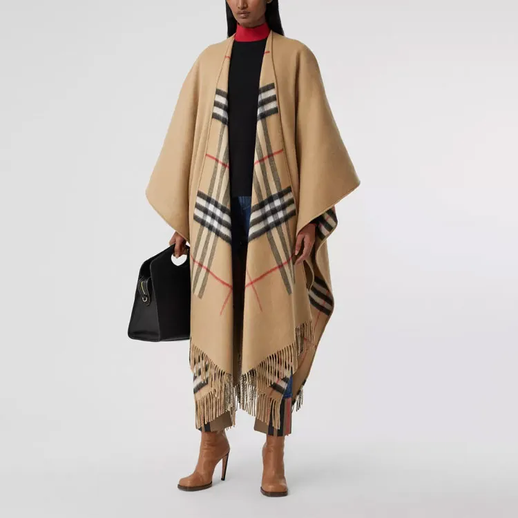 Burberry Fringed Check Cape-2