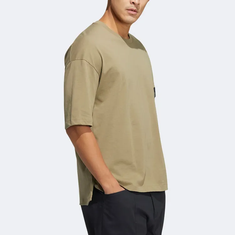 Adidas Drop Shoulder Sleeve T Shirt Unisex Khaki-3