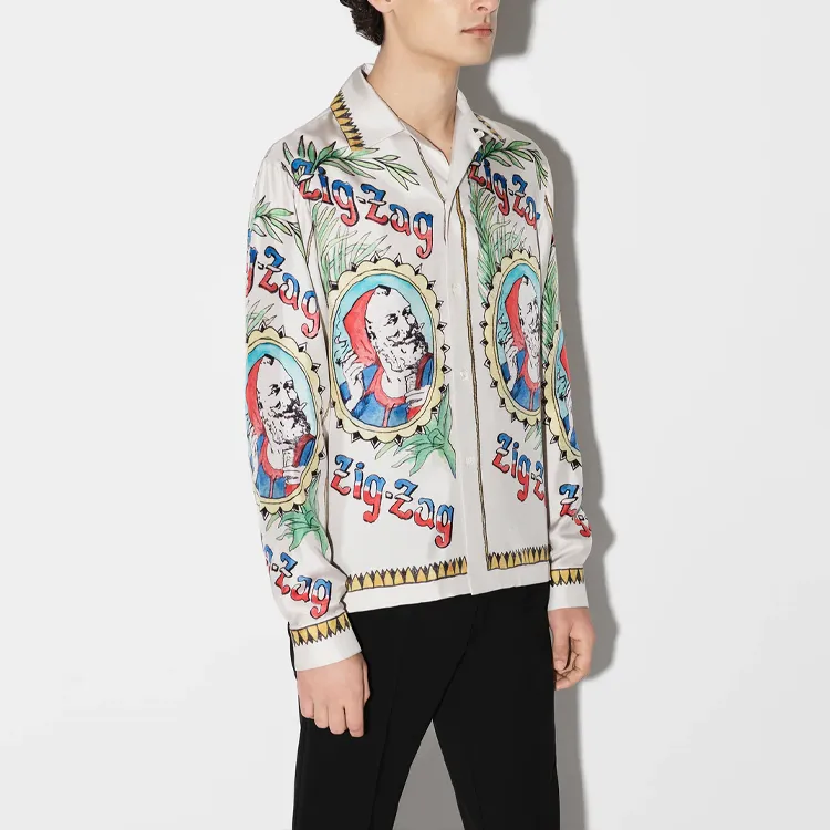 AMIRI Zig Zag Long Sleeve Bowling Shirt-3