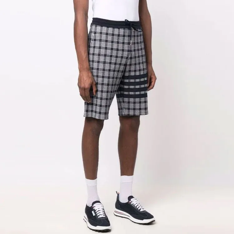 THOM BROWNE 4 Bar Striped Checked Shorts-2