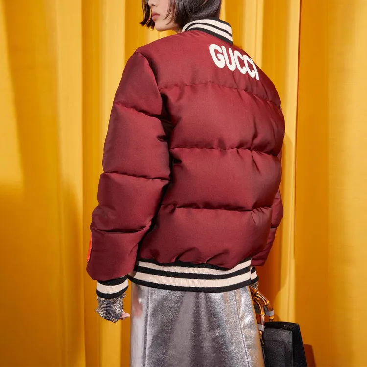 GUCCI X Mlb 2022 Padded Satin Jacket With Giants Patch Bordeaux-2