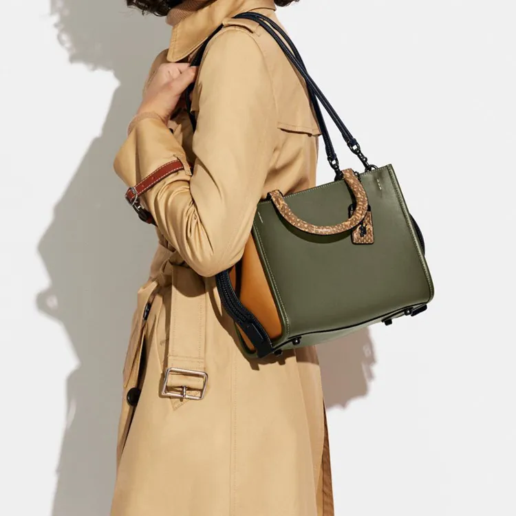 COACH Rogue Snake Skin With Cow Leather Handbag, Crossbody Bag, Shoulder Bag Medium Size Women's Army Green-4