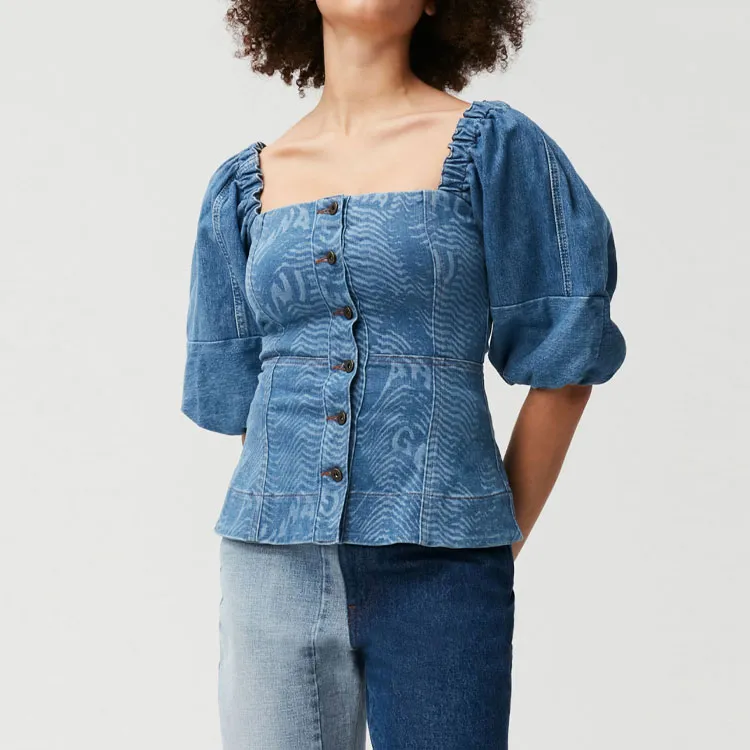 GANNI Shirts Women's Blue-4